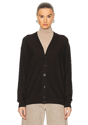 Lemaire Relaxed Twisted Cardigan in Pecan Brown - Chocolate. Size M (also in L, S, XS).