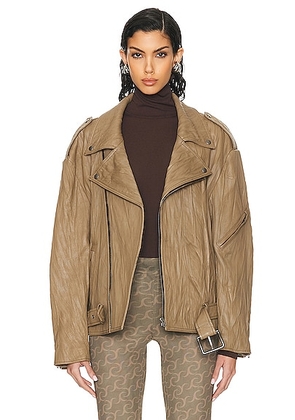 Acne Studios Oversized Leather Jacket in Brown - Brown. Size 36 (also in 34, 38).