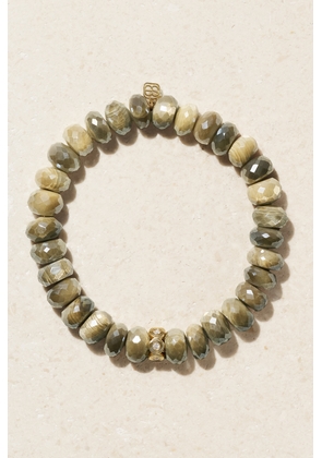 Sydney Evan - Fluted Stone Rondelle 14-karat Gold, Moonstone And Diamond Bracelet - One size