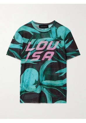 Louisa Ballou - Printed Stretch-mesh T-shirt - Blue - x small,small,medium,large,x large