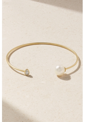 Mizuki - 14-karat Gold, Pearl And Diamond Cuff - One size