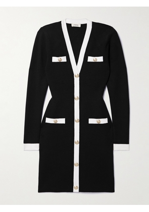 L'AGENCE - Uzma Button-embellished Knitted Mini Dress - Black - xx small,x small,small,medium,large,x large
