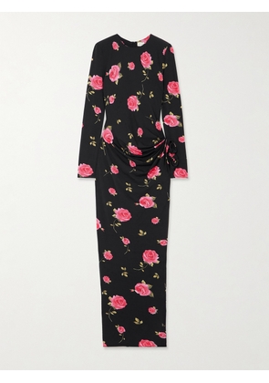 Magda Butrym - Appliquéd Floral-print Stretch-jersey Gown - Black - FR34,FR36,FR38,FR40,FR42