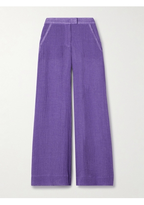 Lisa Marie Fernandez - + Net Sustain Linen-blend Gauze Wide-leg Pants - Purple - 0,1,2,3,4