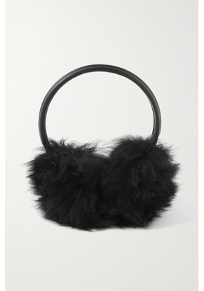 Yves Salomon - Leather-trimmed Shearling Earmuffs - Black - One size