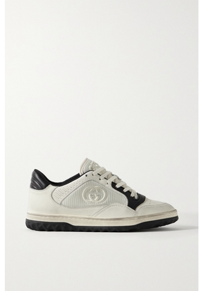 Gucci - Mac80 Distressed Leather And Embroidered Ribbed-knit Sneakers - White - IT36,IT36.5,IT37,IT37.5,IT38,IT38.5,IT39,IT39.5,IT40,IT40.5,IT41
