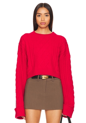 SNDYS Nellie Crop Sweater in Red. Size M, S, XL, XS, XXL, XXS.