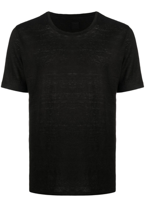 120% Lino round-neck linen T-shirt - Black
