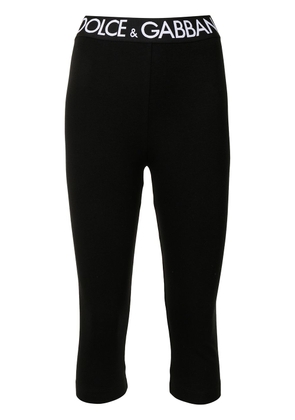 Dolce & Gabbana logo-waistband cropped leggings - Black