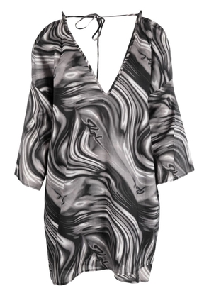 Karl Lagerfeld swirl-print mini kaftan dress - Grey