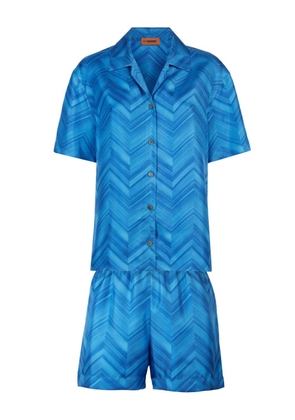 Missoni Home zigzag-pattern silk pajama set - Blue