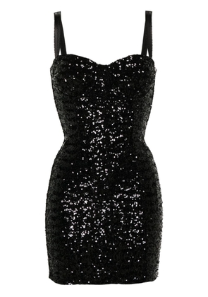 Dolce & Gabbana sweetheart-neck sequinned minidress - Black