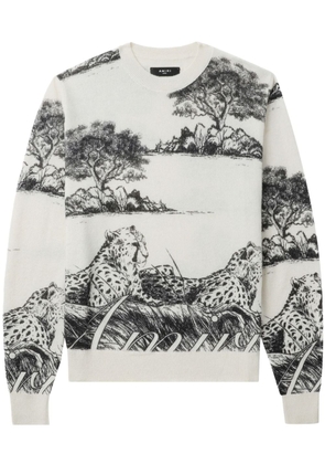 AMIRI graphic-print wool jumper - Neutrals