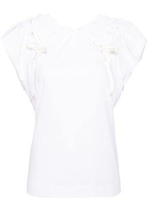 Simone Rocha bow-embellished gathered cotton top - White