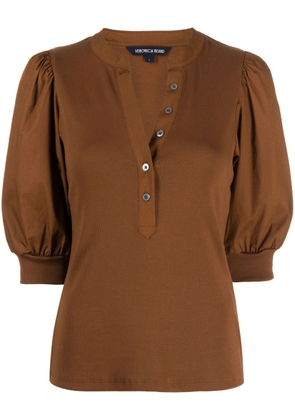 Veronica Beard Coralee puff-sleeve blouse - Brown
