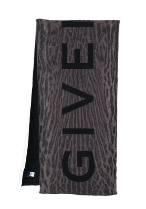 Givenchy tiger-print wool scarf - Grey