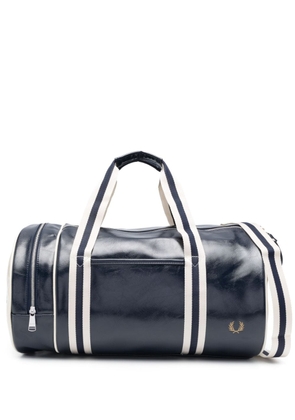 Fred Perry stripe-detail barrel luggage holdall - Blue