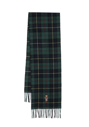 Polo Ralph Lauren Polo Bear-embroidered tartan-check wool scarf - Green