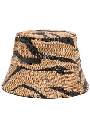 Stella McCartney tiger-print woven bucket hat - Brown