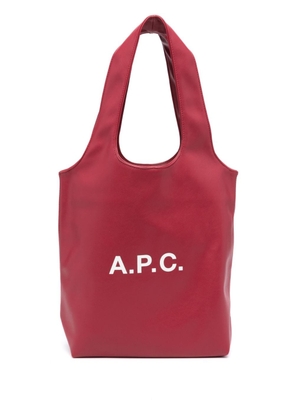A.P.C. logo-printed faux-leather tote bag - Red