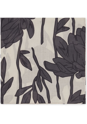 Brunello Cucinelli leaf-print cotton scarf - Neutrals