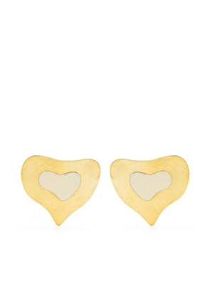 LIYA logo-engraved heart-motif earrings - Gold