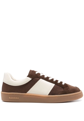 SANDRO mesh-detailed leather sneakers - Brown