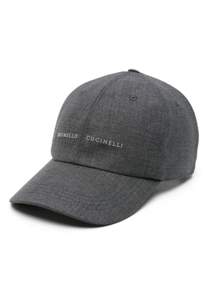Brunello Cucinelli logo-embroidered cotton baseball cap - Grey