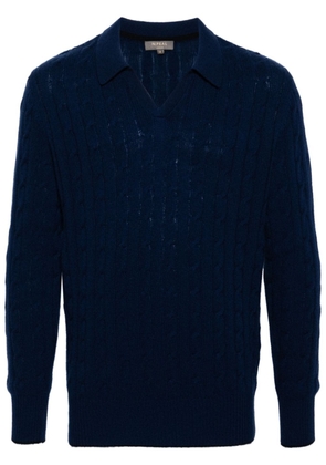N.Peal cable-knit cashmere polo jumper - Blue