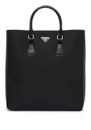 Prada triangle-logo panelled tote bag - Black