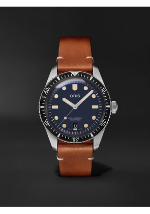 Oris - Divers Sixty-Five Date Automatic 40mm Stainless Steel and Leather Watch, Ref. No. 01 733 7707 4055-07 5 20 45 - Men - Blue