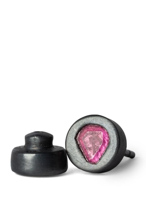 Parts Of Four Oxidised Sterling Silver And Ruby Single Stud Earring