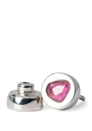 Parts Of Four Polished Sterling Silver And Ruby Single Earring