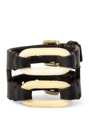 Parts Of Four Leather, Brass And Bone Link Gauntlet Bracelet