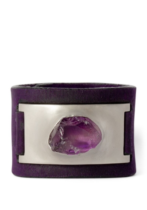 Parts Of Four Silver-Plated Brass And Amethyst Leather Amulet Cuff