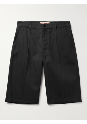 Marni - Straight-Leg Logo-Appliquéd Cotton-Blend Gabardine Bermuda Shorts - Men - Black - IT 44