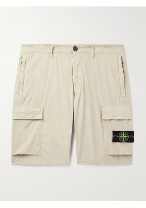 Stone Island - Straight-Leg Logo-Appliquéd Cotton-Blend Canvas Cargo Shorts - Men - Neutrals - UK/US 28
