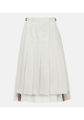 Thom Browne RWB Stripe pleated cotton midi skirt
