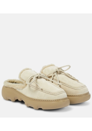 Burberry EKD shearling-lined suede mules