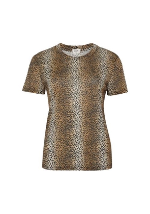 Classic Crew Neck T-Shirt in Leopard Printed Silk Jersey
