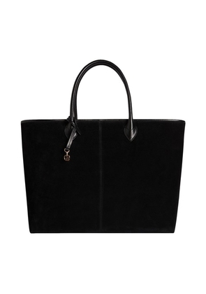Suede leather tote bag