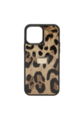 Leopard-print polished calfskin iPhone 14 Pro Max cover