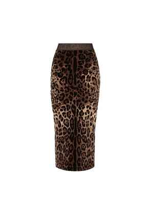 Chenille calf-length skirt