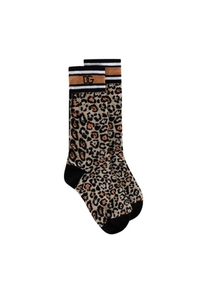 Leopard-print cotton jacquard socks