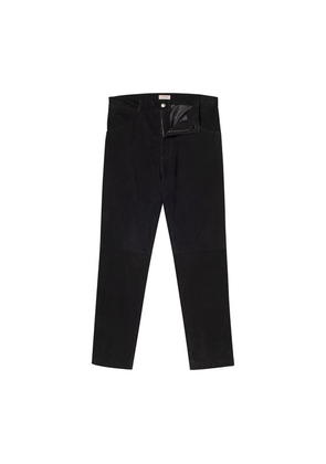 Suede leather straight trousers