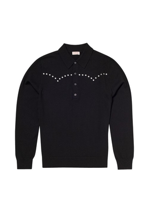 Wool 4-button collar polo sweater