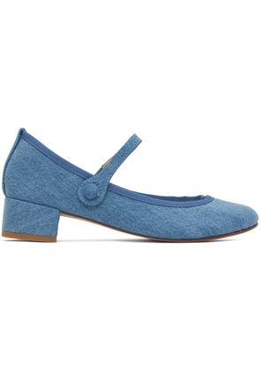 Repetto Blue Rose Mary Jane Heels