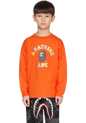 BAPE Kids Orange Colors College Long Sleeve T-Shirt