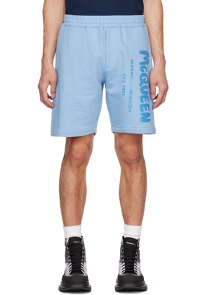 Alexander McQueen Blue Cotton Shorts