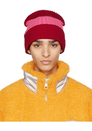 CFCL SSENSE Exclusive Red & Pink Rib Beanie